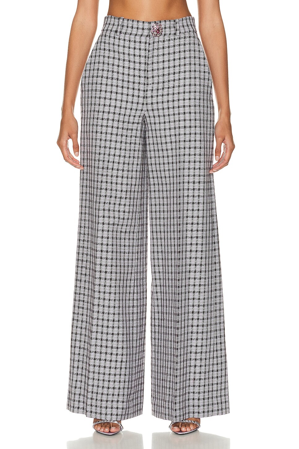 

Брюки Area Embroidered Crystal Button Wide Leg Trouser, цвет Lilac Multi