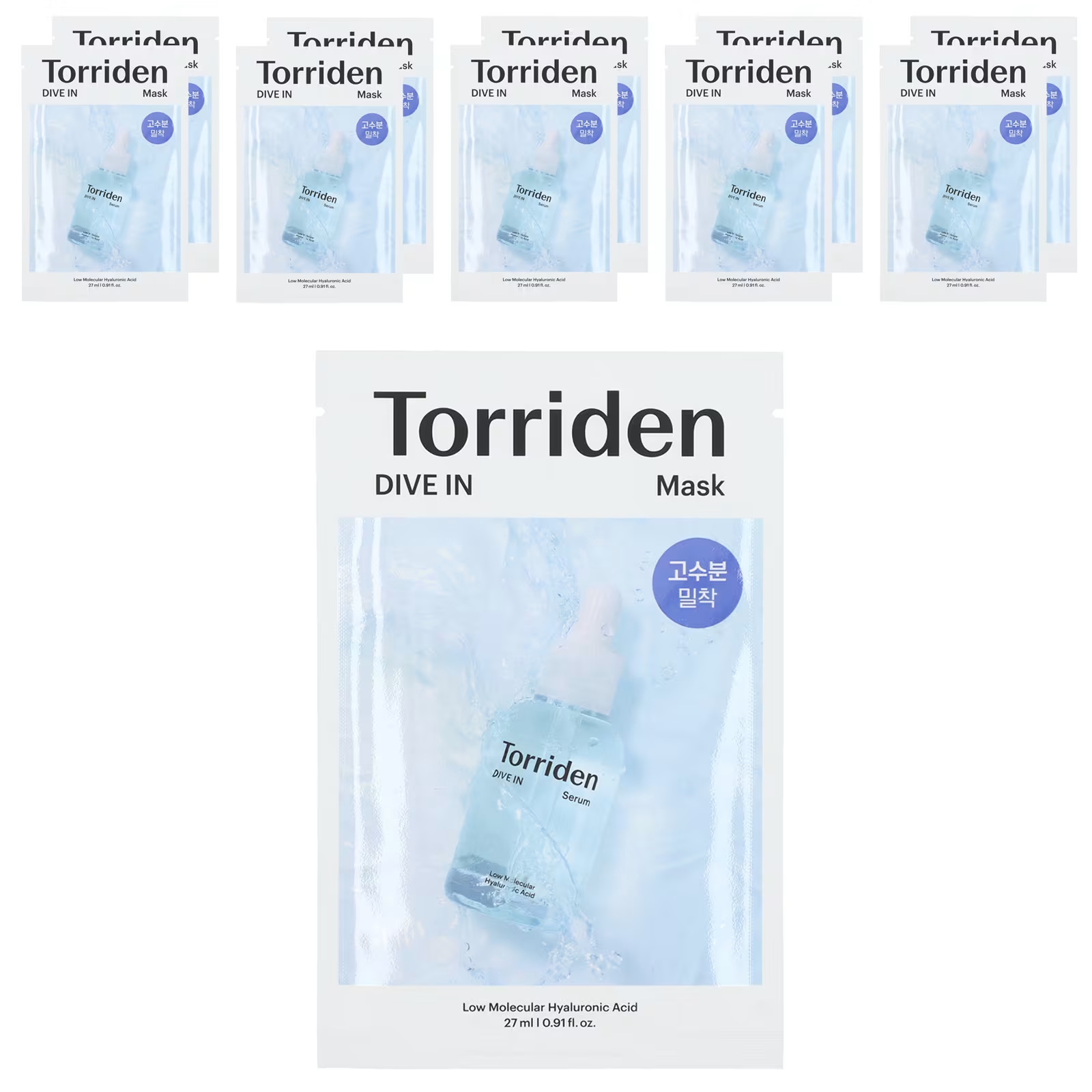 Косметическая маска Torriden Dive In с низкомолекулярной гиалуроновой кислотой, 10 листов маски по 0,91 жидкой унции (27 мл) каждый