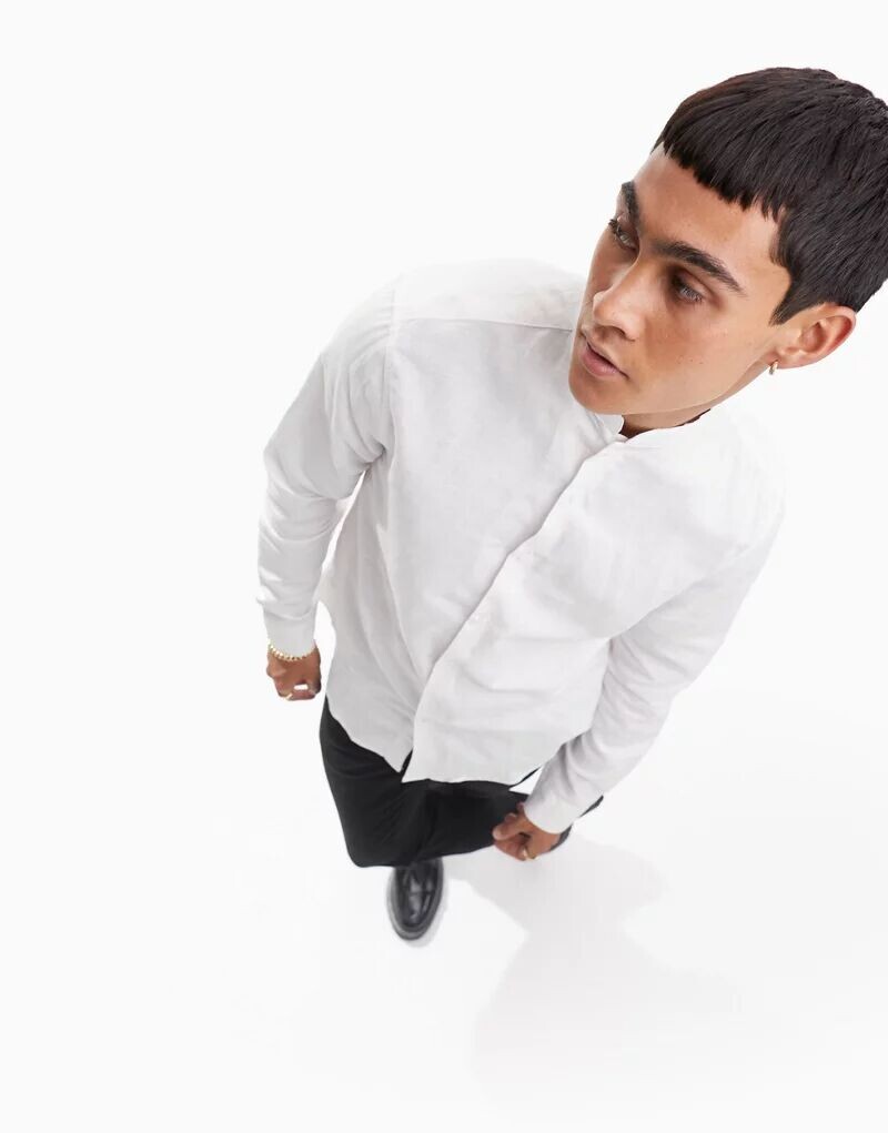 

Элегантная белая льняная рубашка классического кроя ASOS