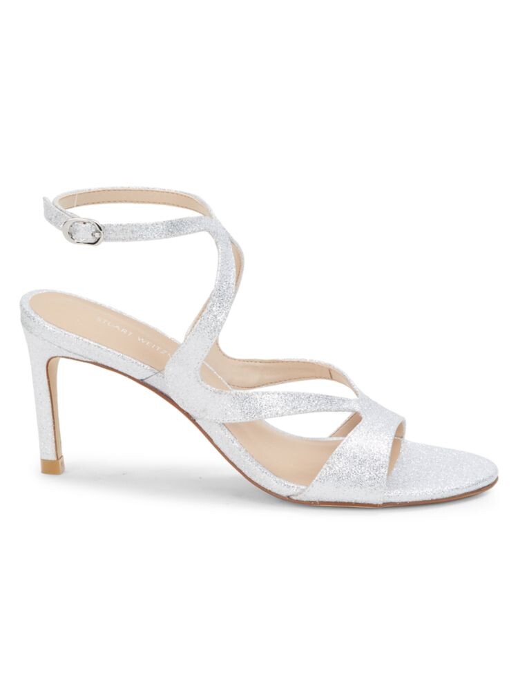 

Кожаные сандалии с блестками Mariposa Stuart Weitzman, серебро