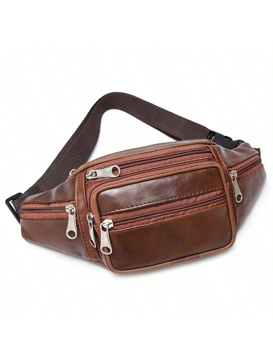 1 шт. мужская поясная сумка с несколькими карманами для хранения поясная сумка, коричневый
