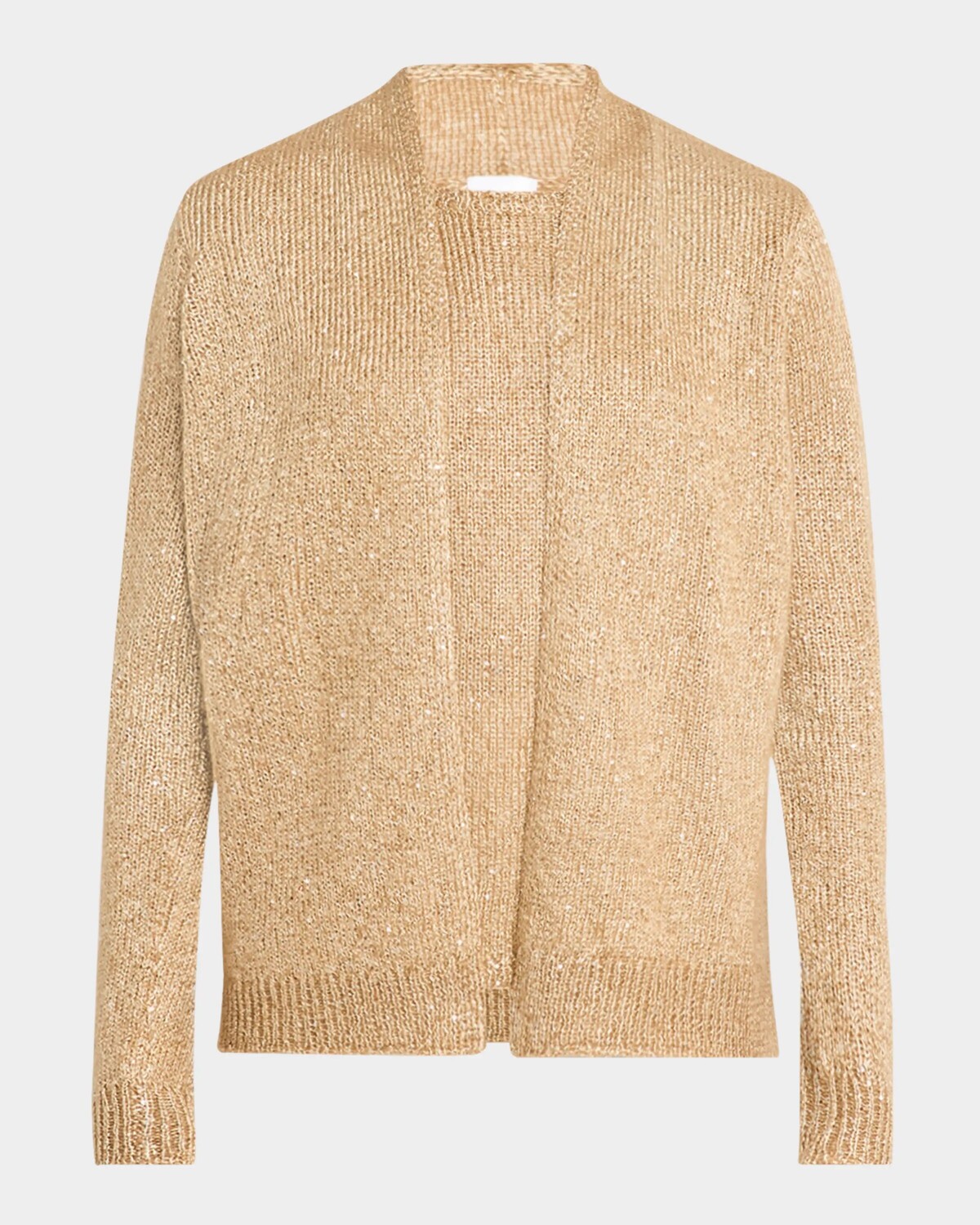 

Кашемировый кардиган с открытым передом и пайетками Neiman Marcus Cashmere Collection, золотой