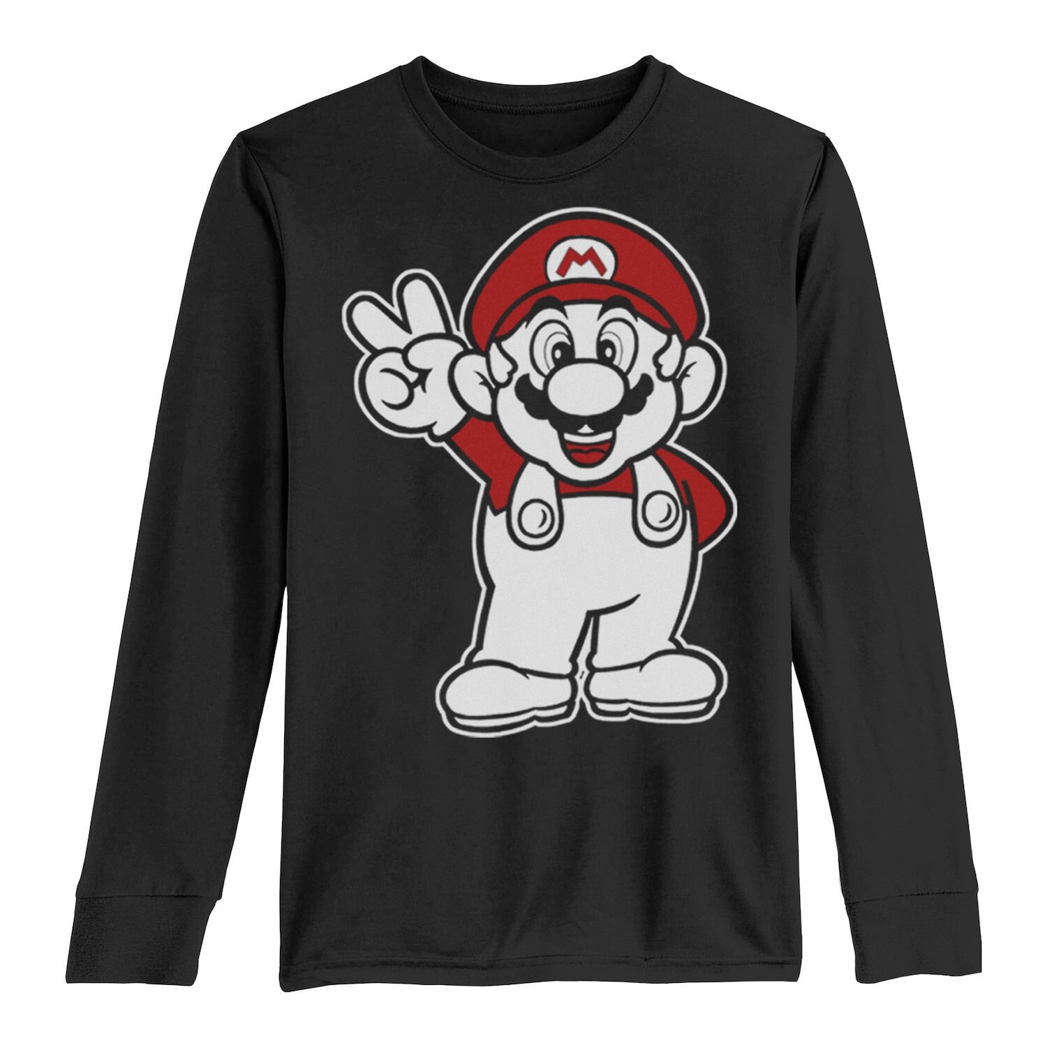 

Красно-белая флисовая футболка со знаком мира Nintendo Super Mario для мальчиков 8–20 лет с рисунком и длинными рукавами Licensed Character