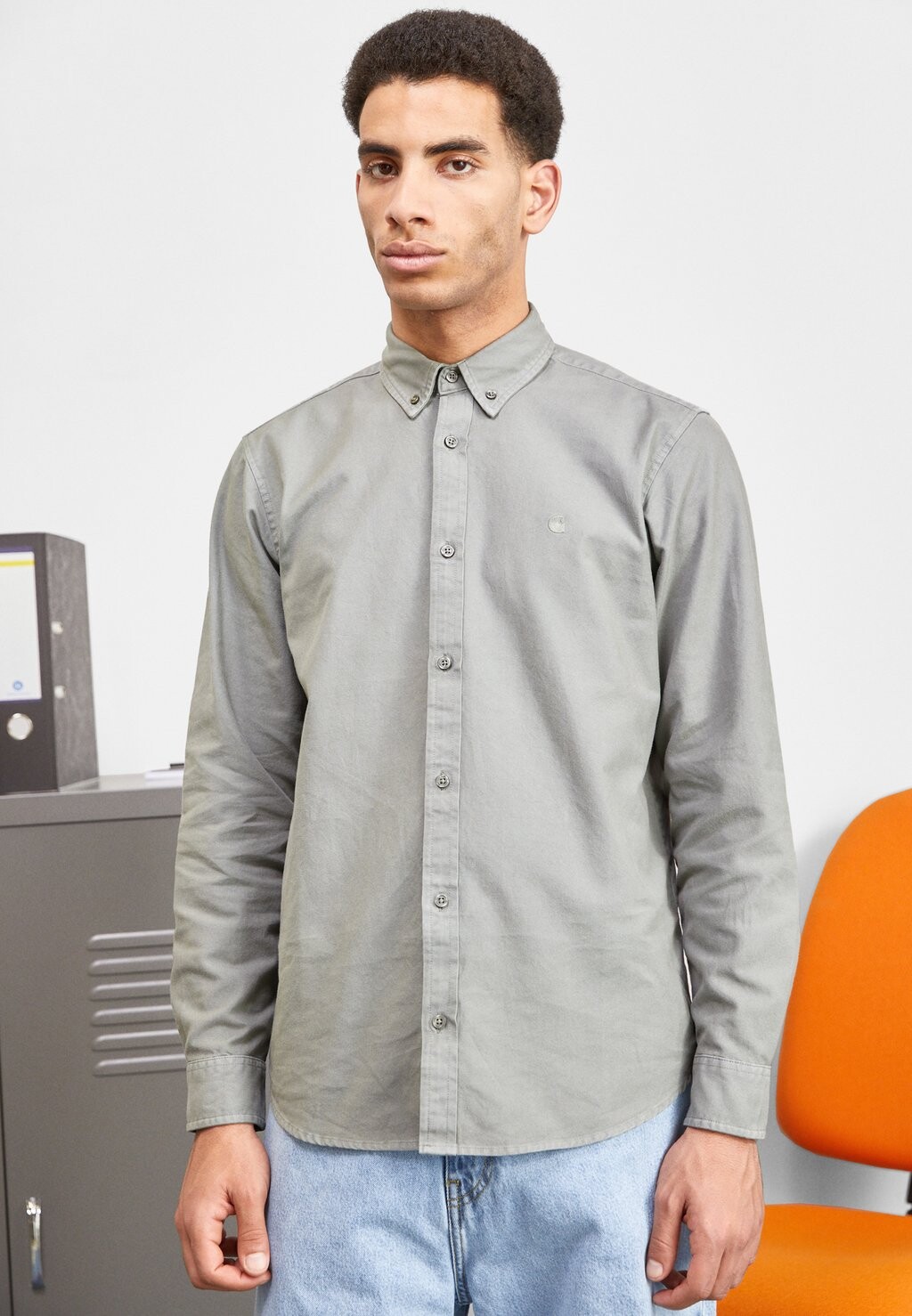 

Рубашка Bolton Carhartt WIP, цвет smoke green garment dyed