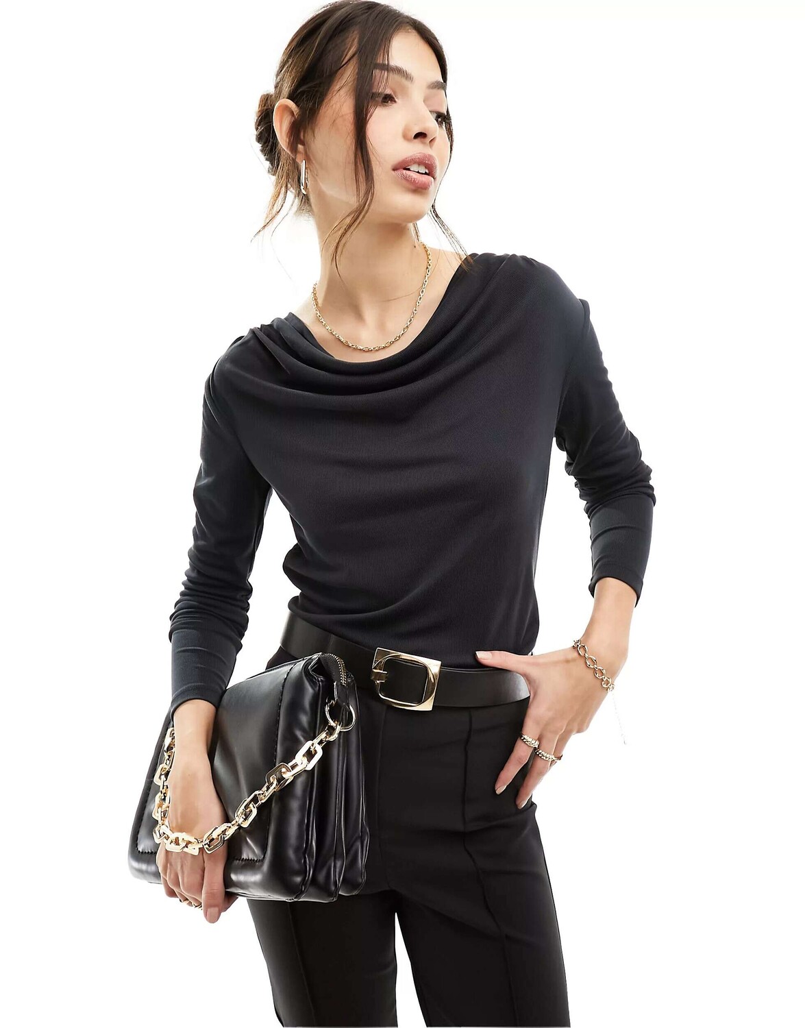

Черный топ с капюшоном и длинными рукавами Vero Moda