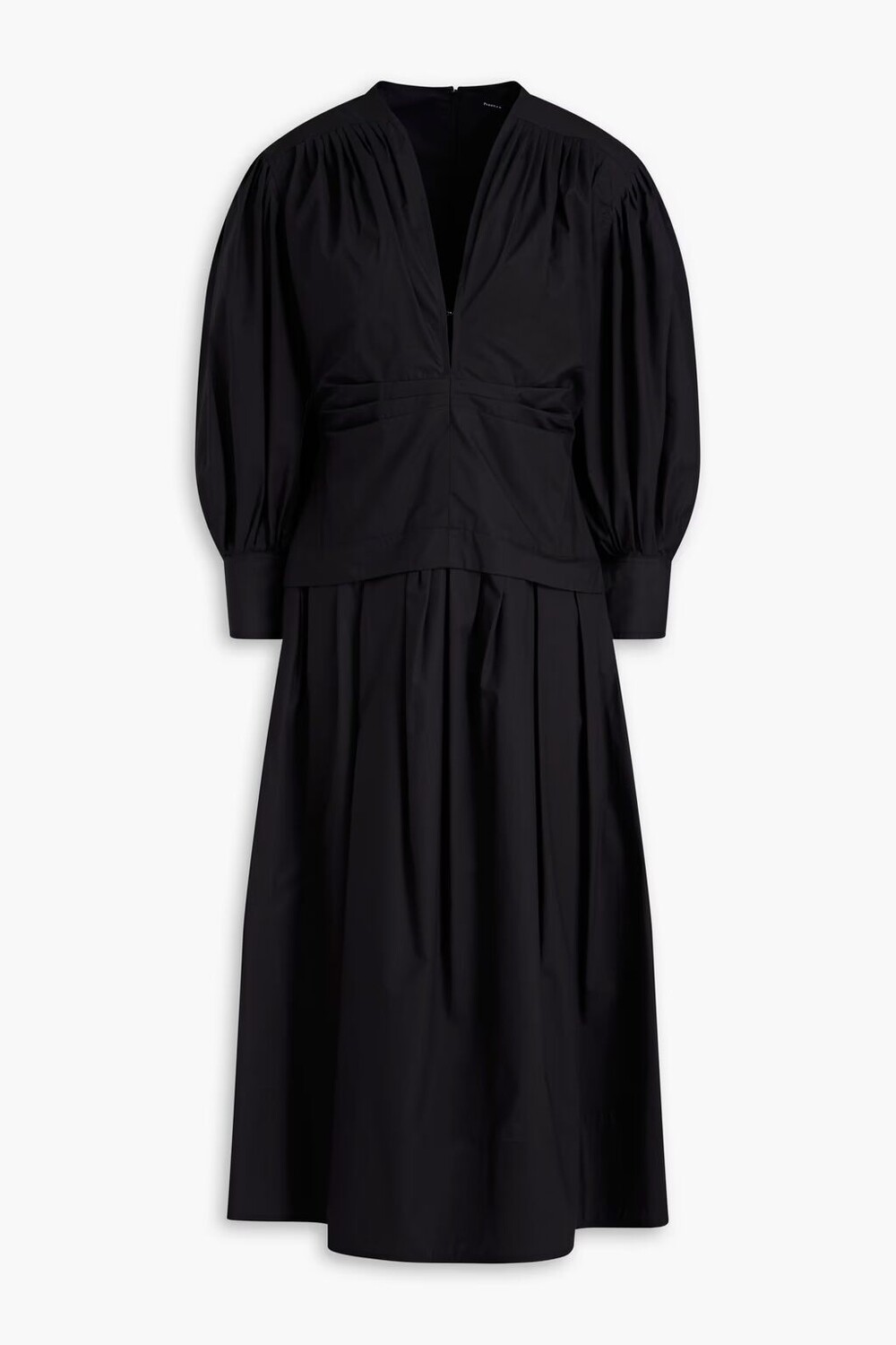 

Плиссированное платье миди из хлопково-поплина Proenza Schouler, черный