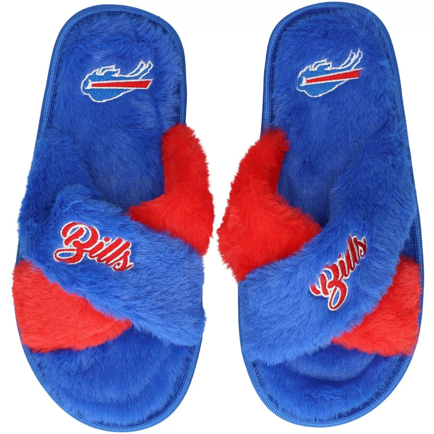 

Женские двухцветные шлёпанцы из искусственного меха FOCO Royal Buffalo Bills