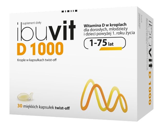 Витамин Д3 в капсулах Ibuvit D 1000 j.m 30 Kapsułki Twist Off, 30 шт витамин d3 холекальциферол 2000 ме алтайвитамины капсулы 30 шт