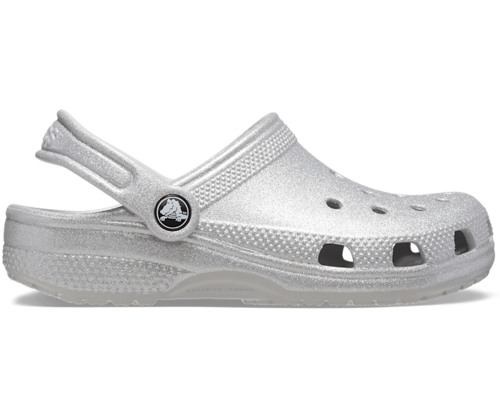 Классические блестящие сабо Crocs для малышей, цвет Silver Glitter