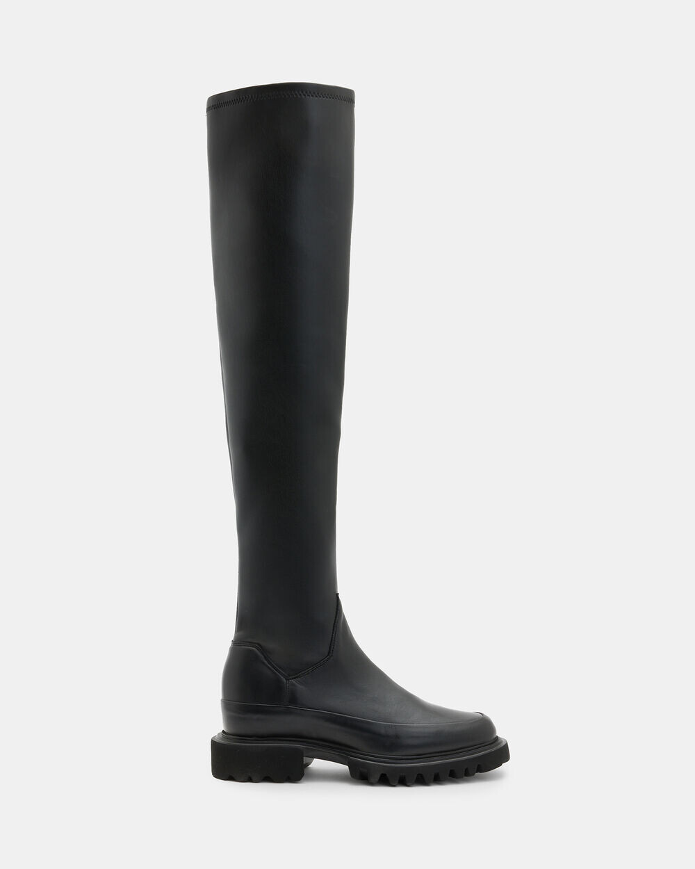 

Кожаные сапоги Leona выше колена AllSaints, черный