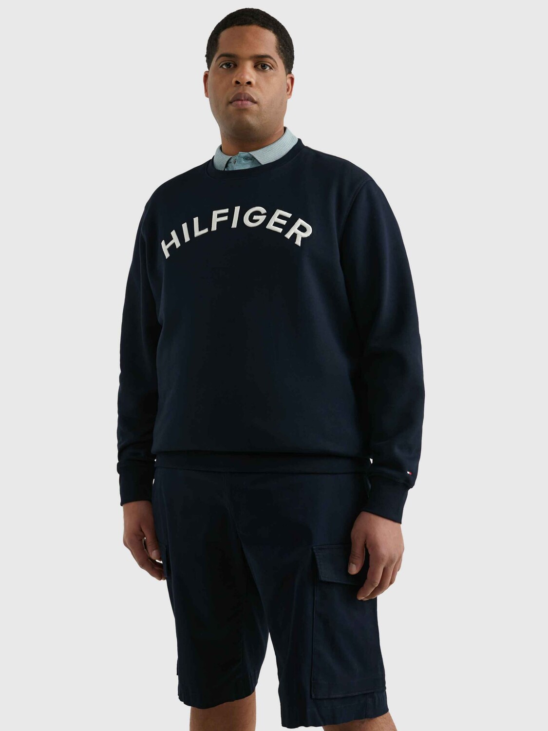 

Tommy Hilfiger Big & Tall Арочный джемпер с логотипом, темно-синий