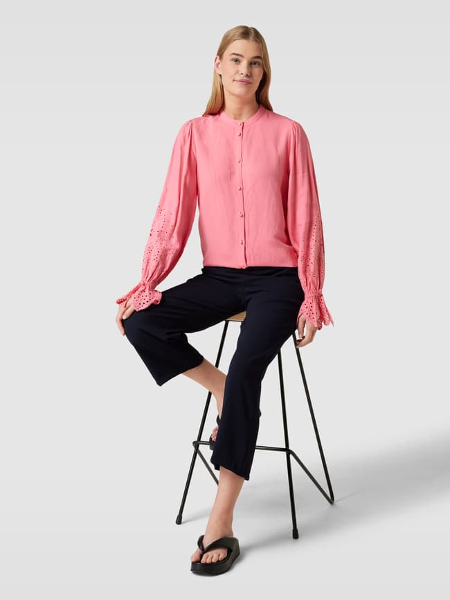 Блуза с вискозным наполнением и вышивкой люверсов, модель «Кларисса» FABIENNE CHAPOT, розовый