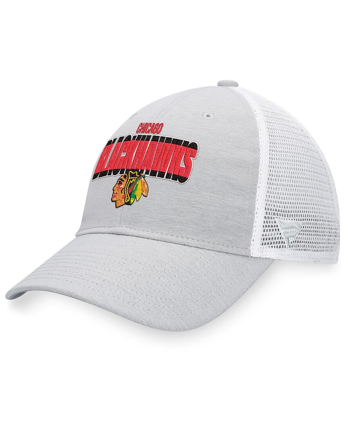 

Мужская кепка Snapback с фирменным логотипом Heather Grey, White Chicago Blackhawks Team Trucker Fanatics
