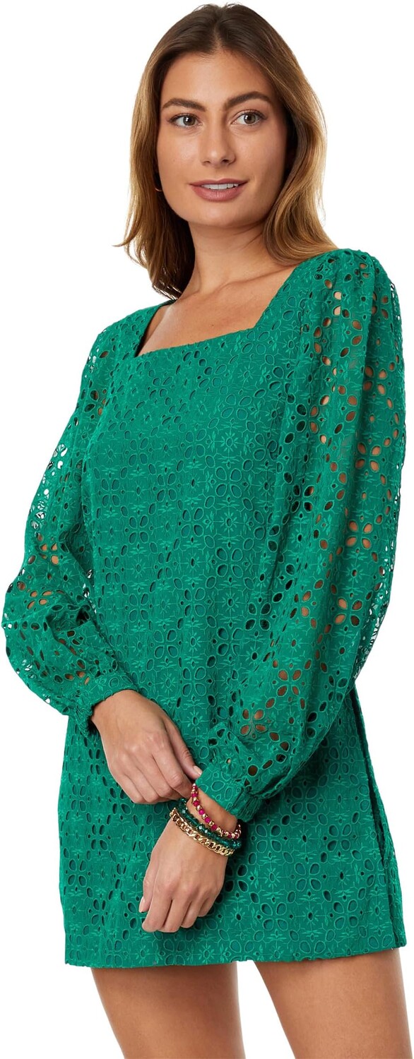 

Комбинезон Sarina с квадратным вырезом Lilly Pulitzer, цвет Evergreen Oversized Diamond Leaf Eyelet
