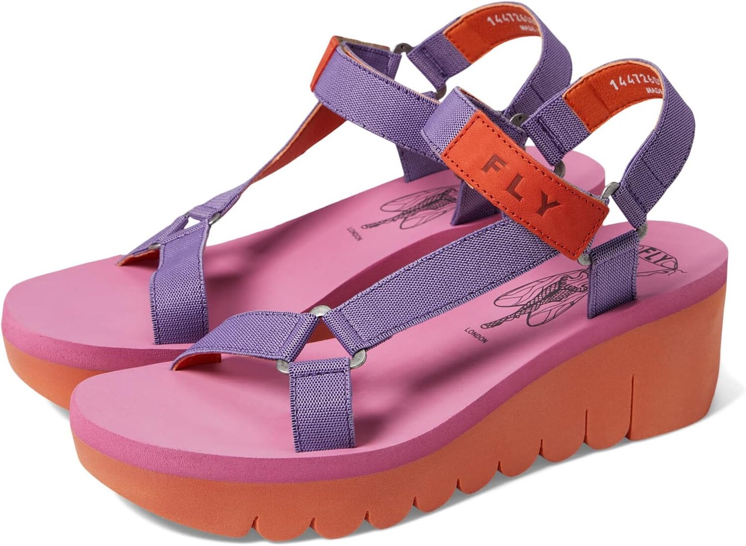 

Туфли на танкетке YEFA726FLY FLY LONDON, цвет Violet/Orange Grograin/Cupido