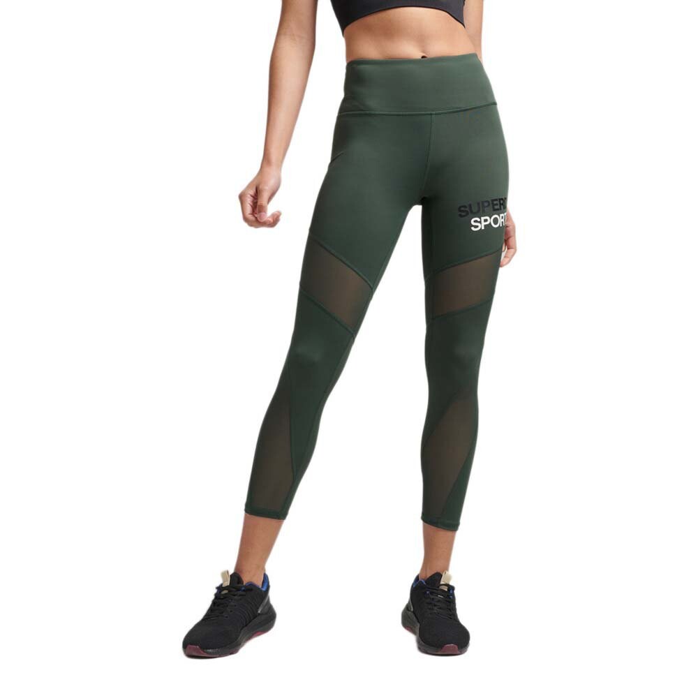

Леггинсы Superdry Training 7/8 Mesh, зеленый