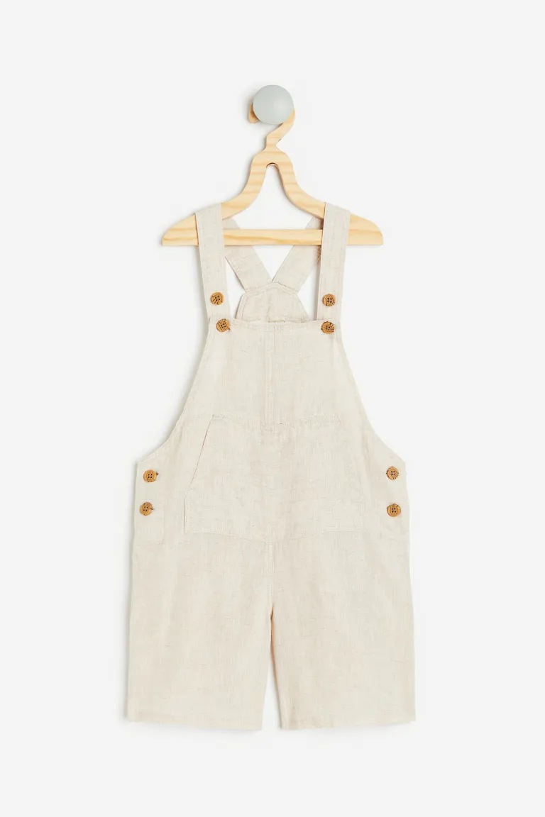 

Короткий льняной комбинезон H&M, бежевый