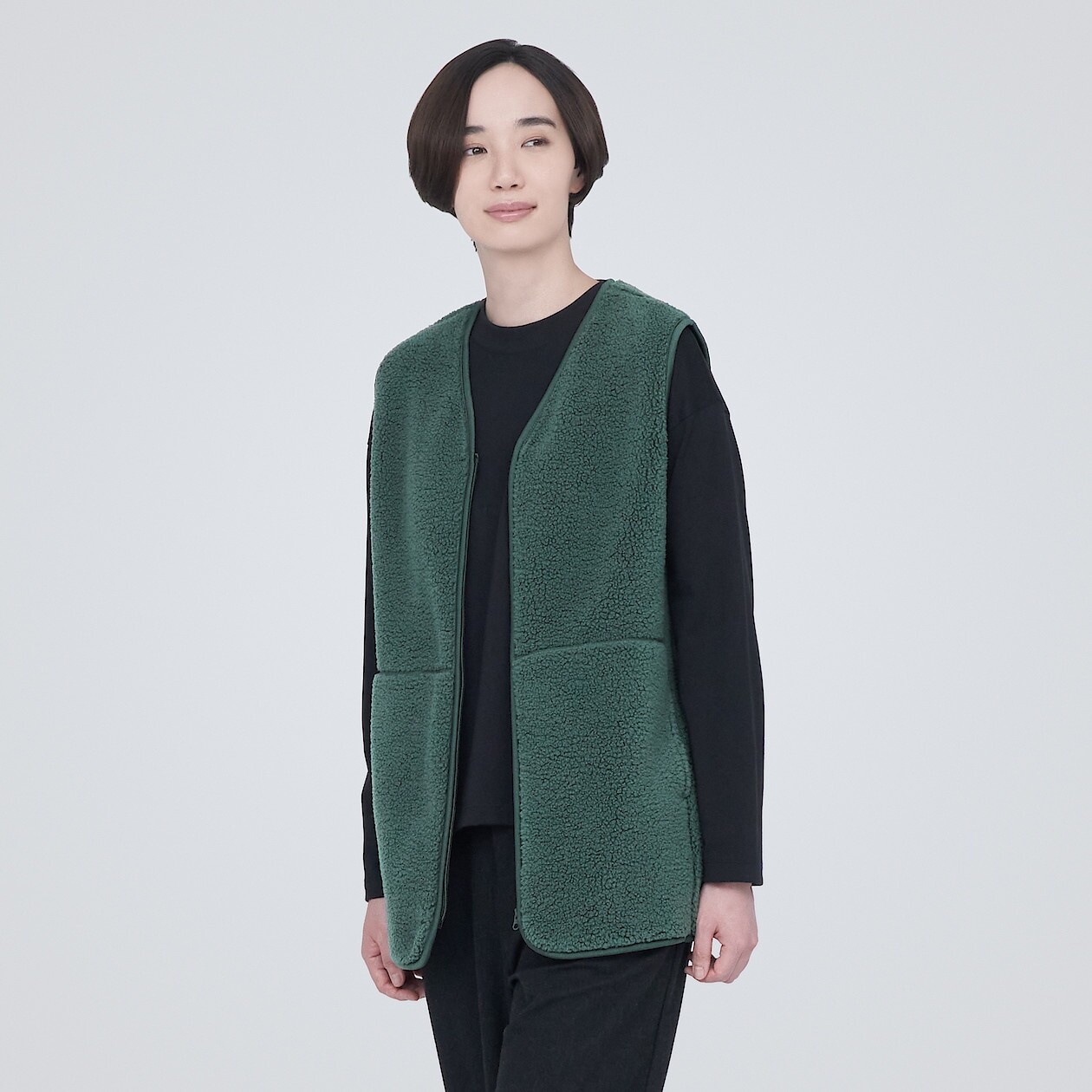 

Флисовый жилет боа MUJI, дымчато-зеленый