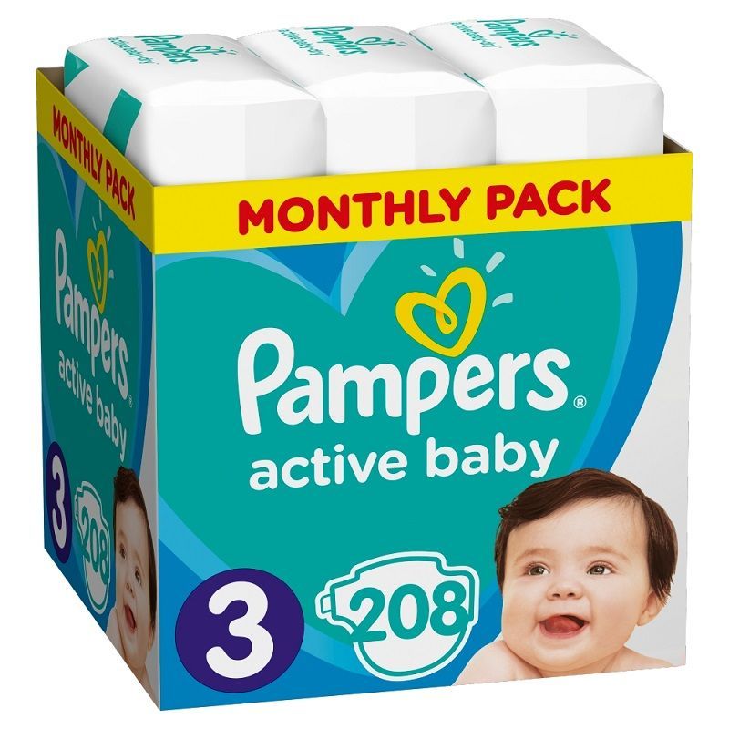 цена Одноразовые подгузники для детей Pampers Active Baby 3, 208 шт