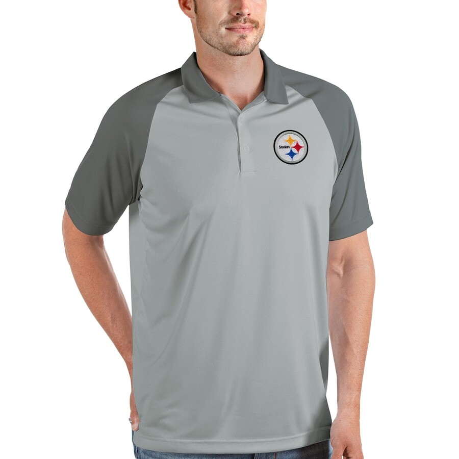 

Поло с коротким рукавом Antigua Pittsburgh Steelers, серый