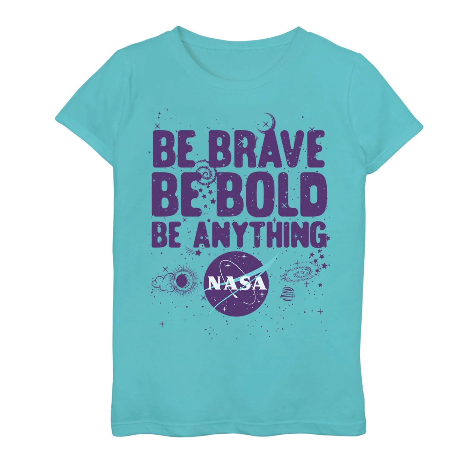 Футболка с рисунком «Космические рисунки» для девочек 7–16 лет NASA «Будь храбрым, будь смелым» Licensed Character