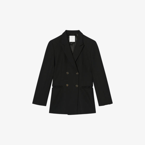 Двубортный пиджак Malory из смесовой шерсти Sandro, цвет noir / gris
