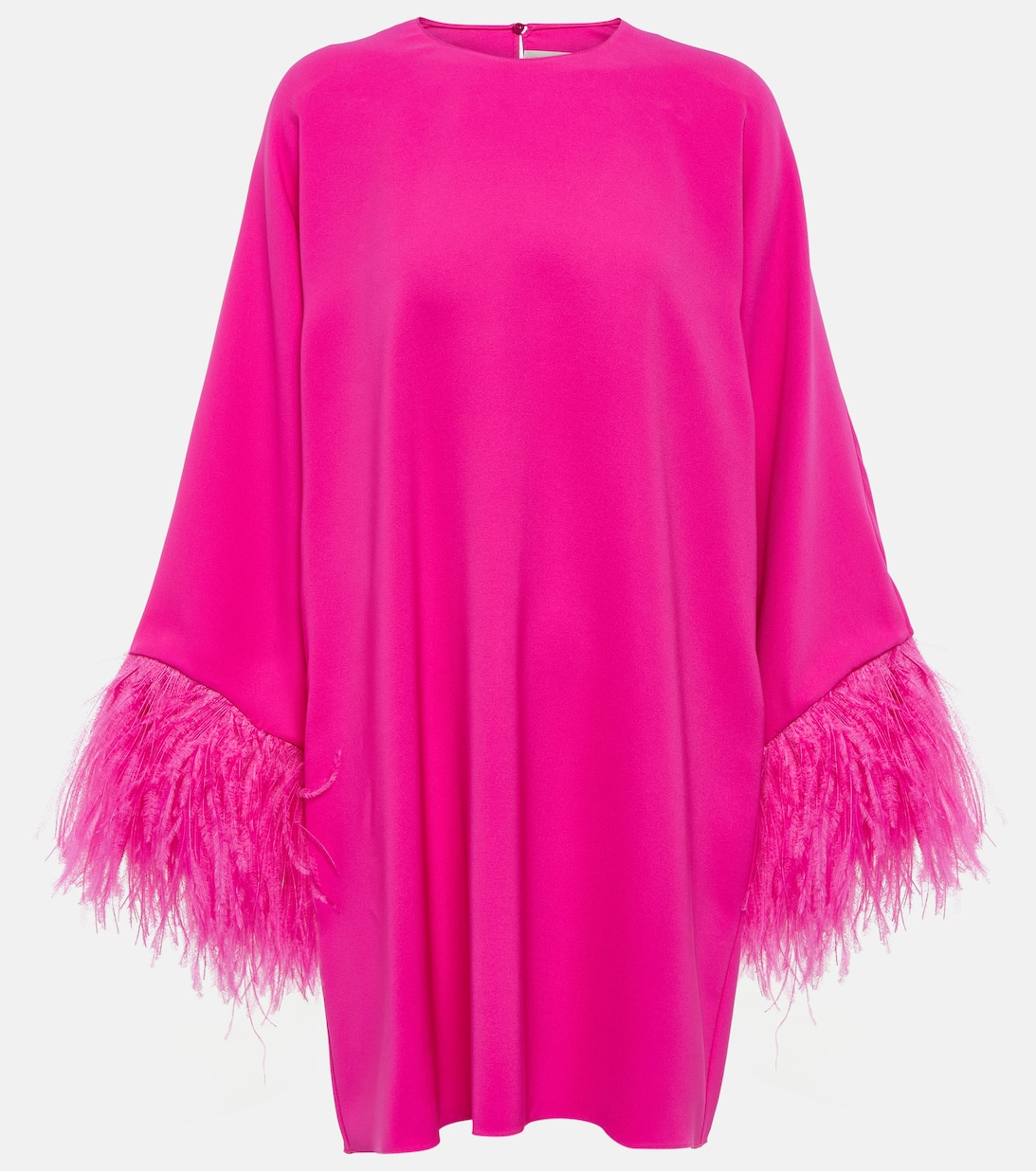 цена Мини-платье из шелкового кади с отделкой перьями VALENTINO, розовый