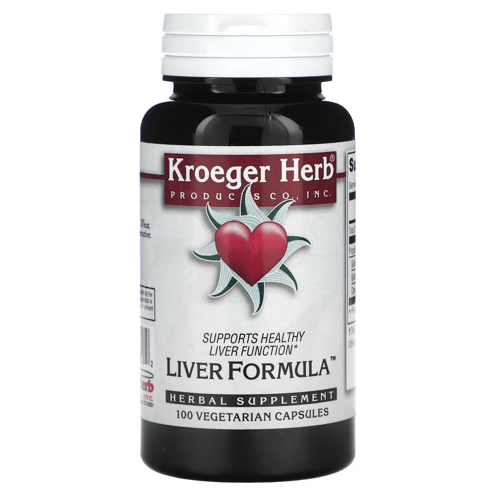 Растительная добавка Kroeger Herb Co Liver Formula, 100 капсул растительная добавка kroeger herb co балансировщик полярности 100 капсул