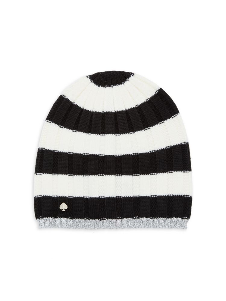 

Полосатая вязаная шапка в рубчик Kate Spade New York, цвет Black Multi