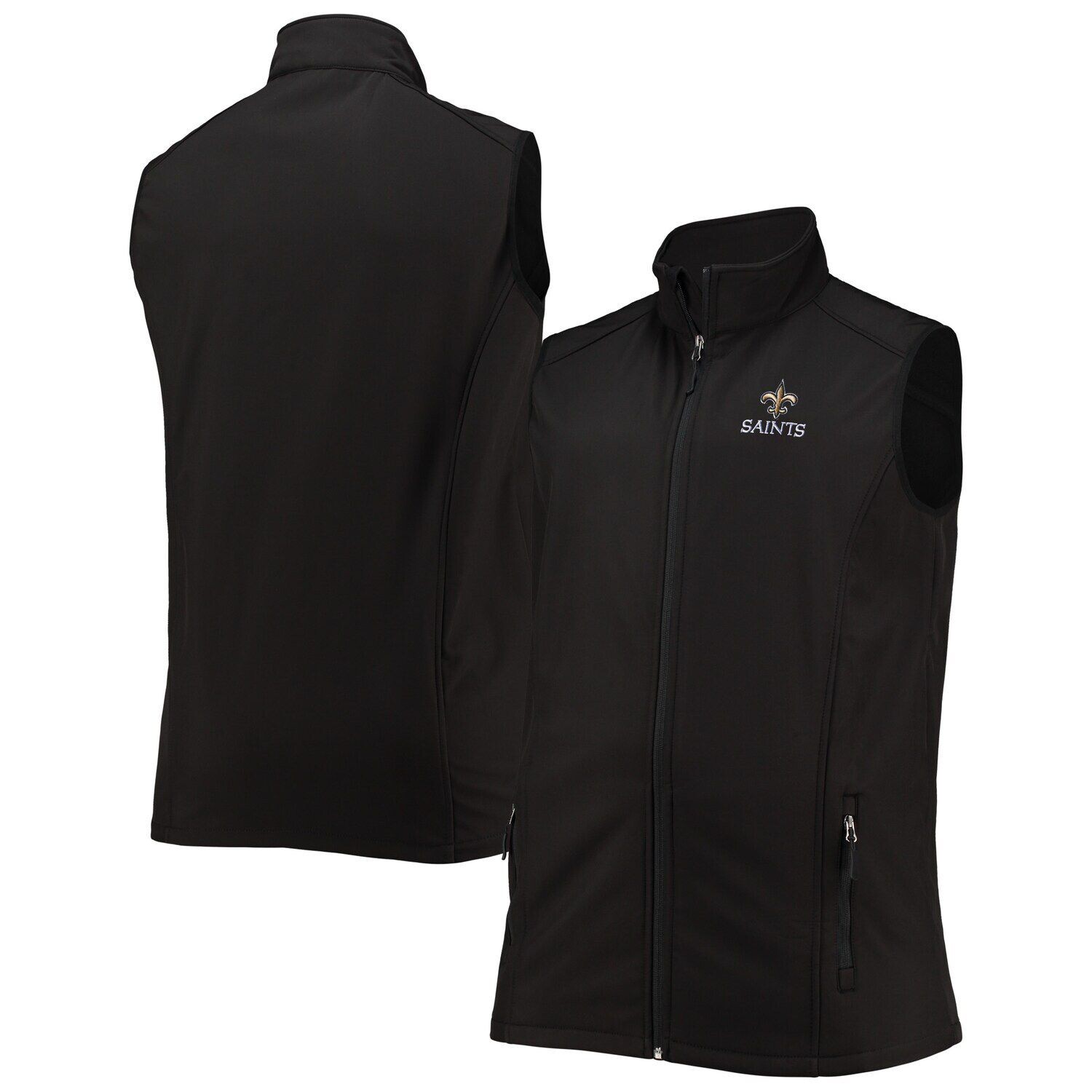 

Мужской черный жилет Dunbrooke New Orleans Saints Big & Tall Archer Softshell с молнией во всю длину