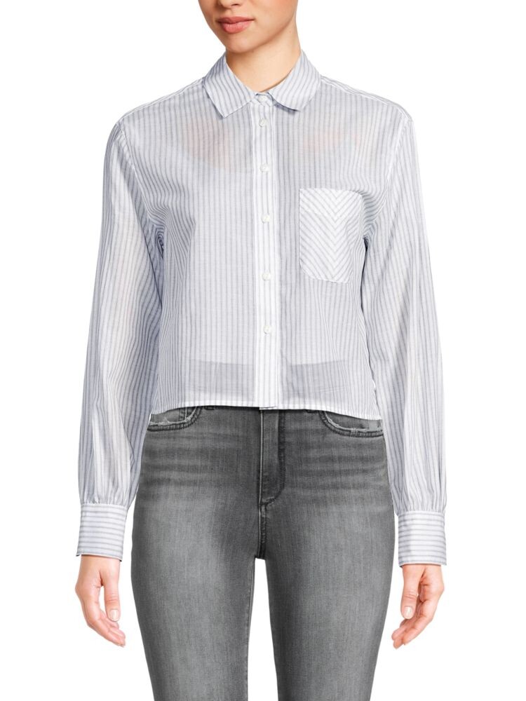 

Полосатая укороченная рубашка Rag & Bone, цвет Light Blue Stripe