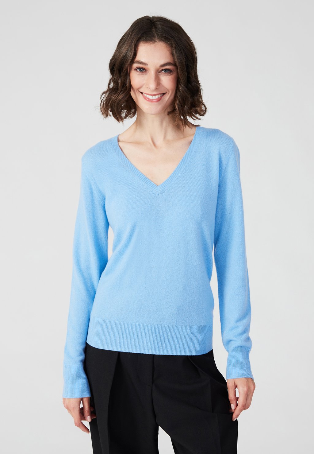 вязаный свитер v neck style republic цвет fancy blue Вязаный свитер V NECK Style Republic, цвет icy blue