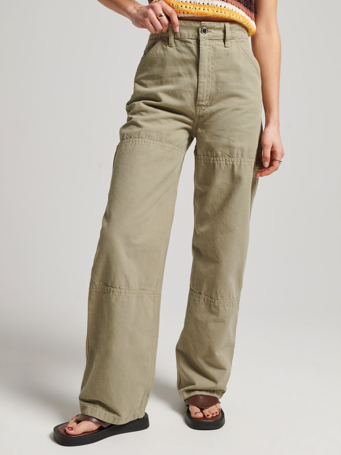 

Винтажные широкие плотничные брюки Superdry из органического хлопка, цвет Soft Sage