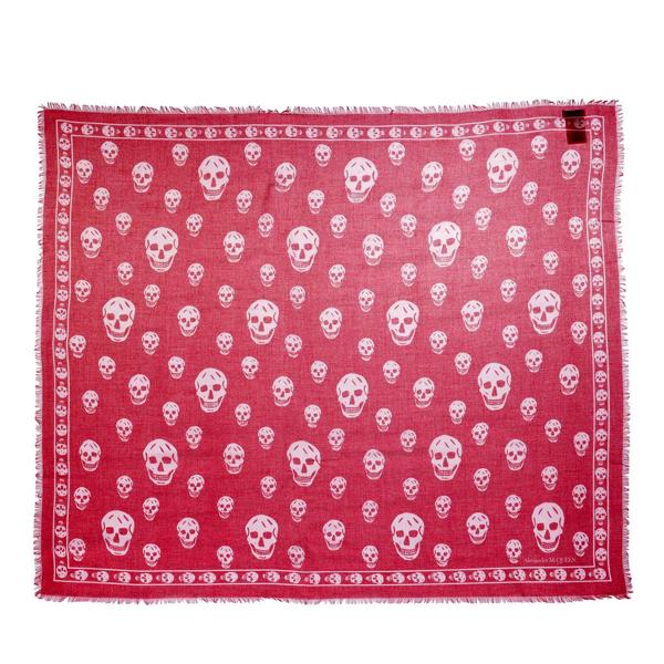 

Шарф skull scarf 104x120 modal/silk lacquer/pink Alexander Mcqueen, красный