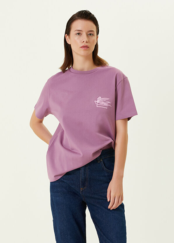 

Розовая футболка с круглым вырезом и логотипом Etro, Розовый