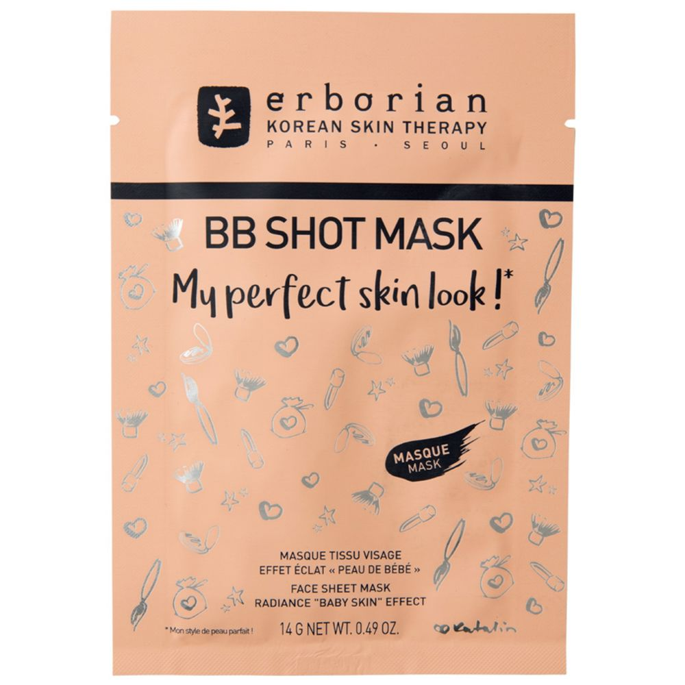 Маска для лица Bb shot mask Erborian, 1 шт pp тканевая маска для сужения пор erborian pink shot mask 1