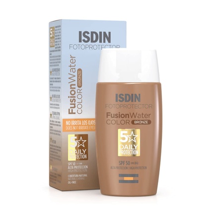 флюид isdin isdin fusion water color spf 50 medium Fusion Water Color Spf 50 Тонированный ежедневный солнцезащитный крем для лица бронзовый 50 мл, Isdin