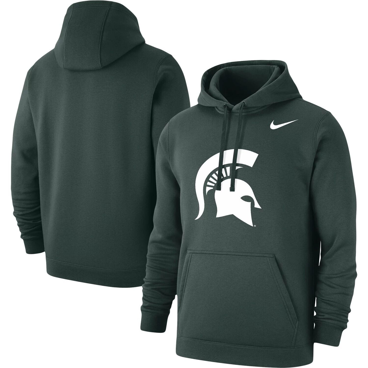 

Мужской зеленый пуловер с капюшоном и логотипом Michigan State Spartans Club Nike