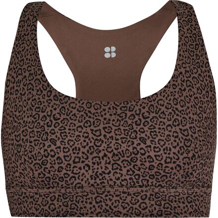 Супермягкий двусторонний бюстгальтер для йоги — женский Sweaty Betty, цвет Brown Leopard Markings Print/Walnut Brown
