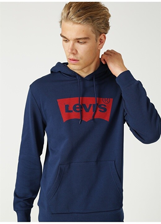 

19622-0007 Стандартная однотонная синяя мужская толстовка с капюшоном Levis, Синий