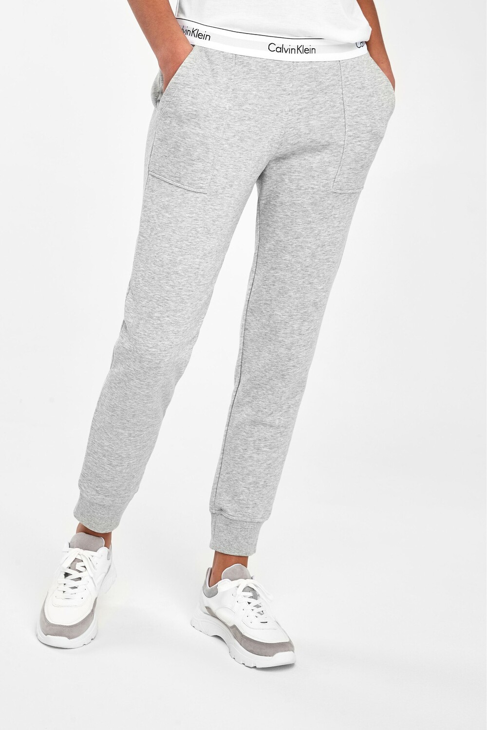 

Современные хлопковые спортивные штаны Calvin Klein, серый