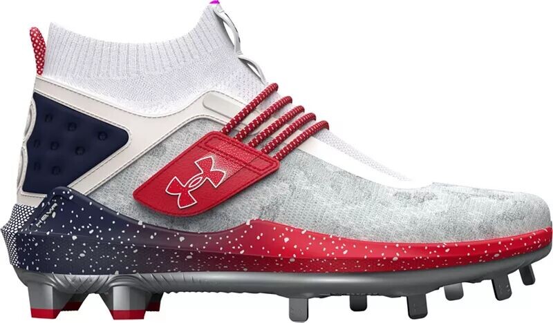 

Металлические бейсбольные бутсы Under Armour Harper 8 USA, белый/темно-синий