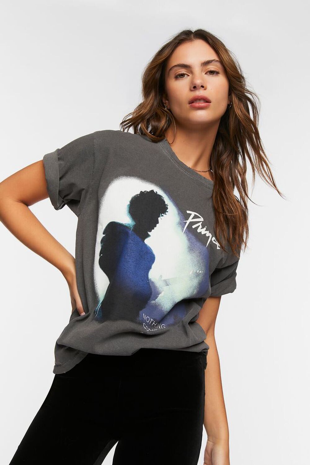 

Футболка Prince Nothing Compares размером 2 U с графическим рисунком Forever 21, угольный