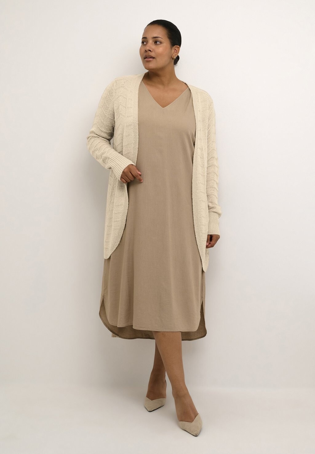 

Кардиган Emana Kaffe Curve, цвет feather gray