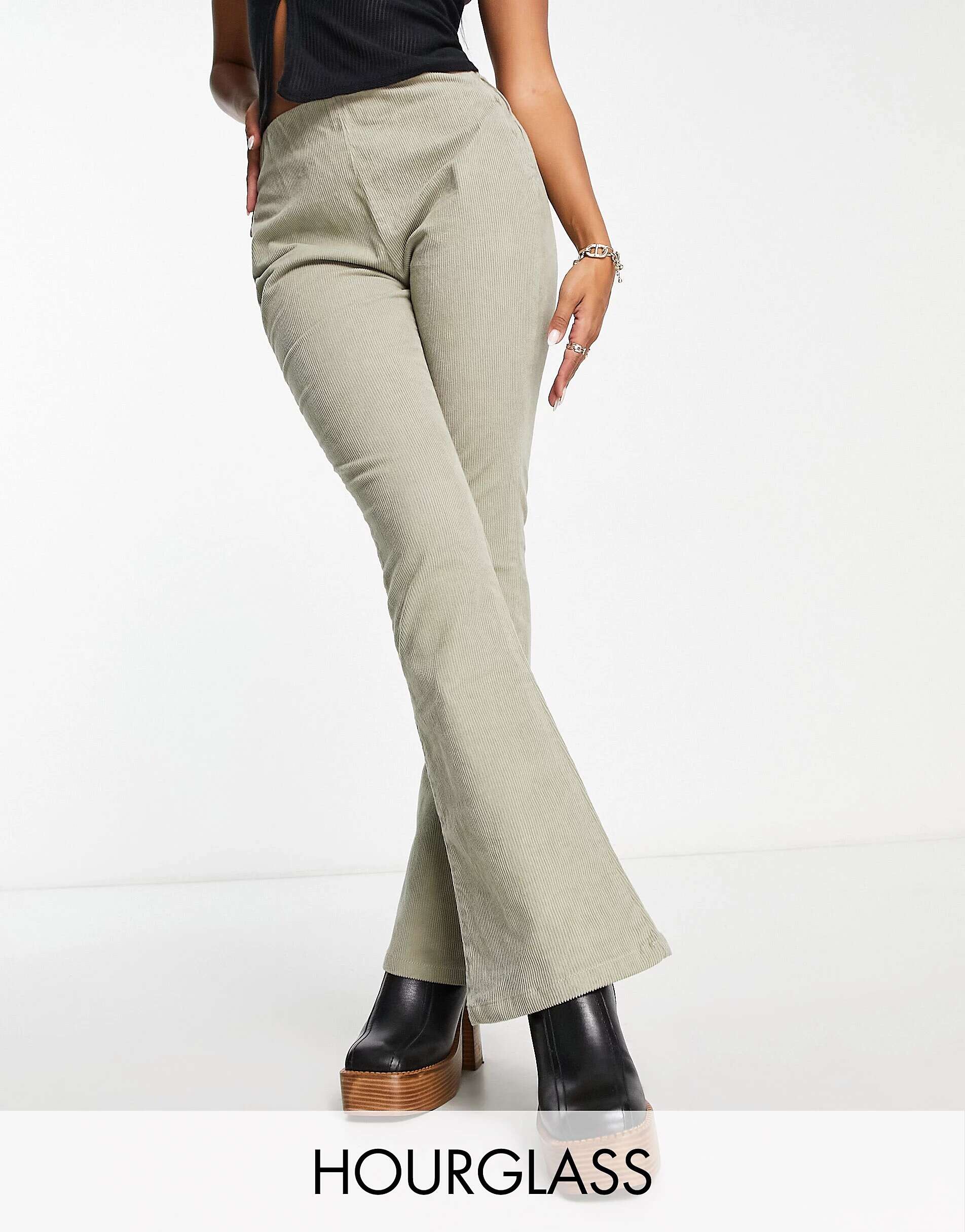 Салатовые расклешенные брюки на шнурке ASOS Hourglass женские расклешенные брюки на шнурке 3 цвета