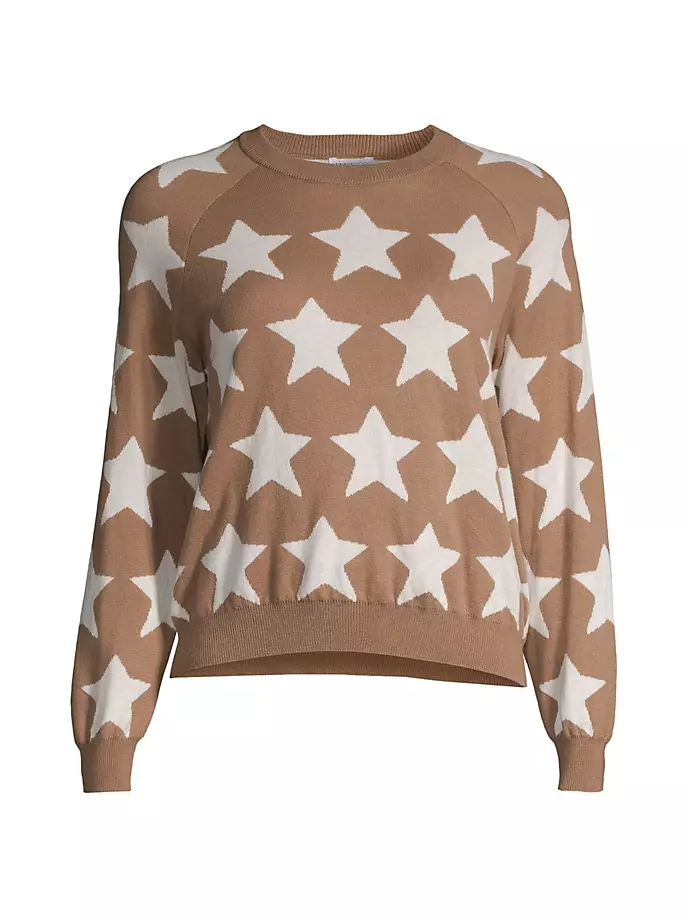 

Свитер с круглым вырезом Star из хлопка и кашемира Minnie Rose, цвет bamboo star