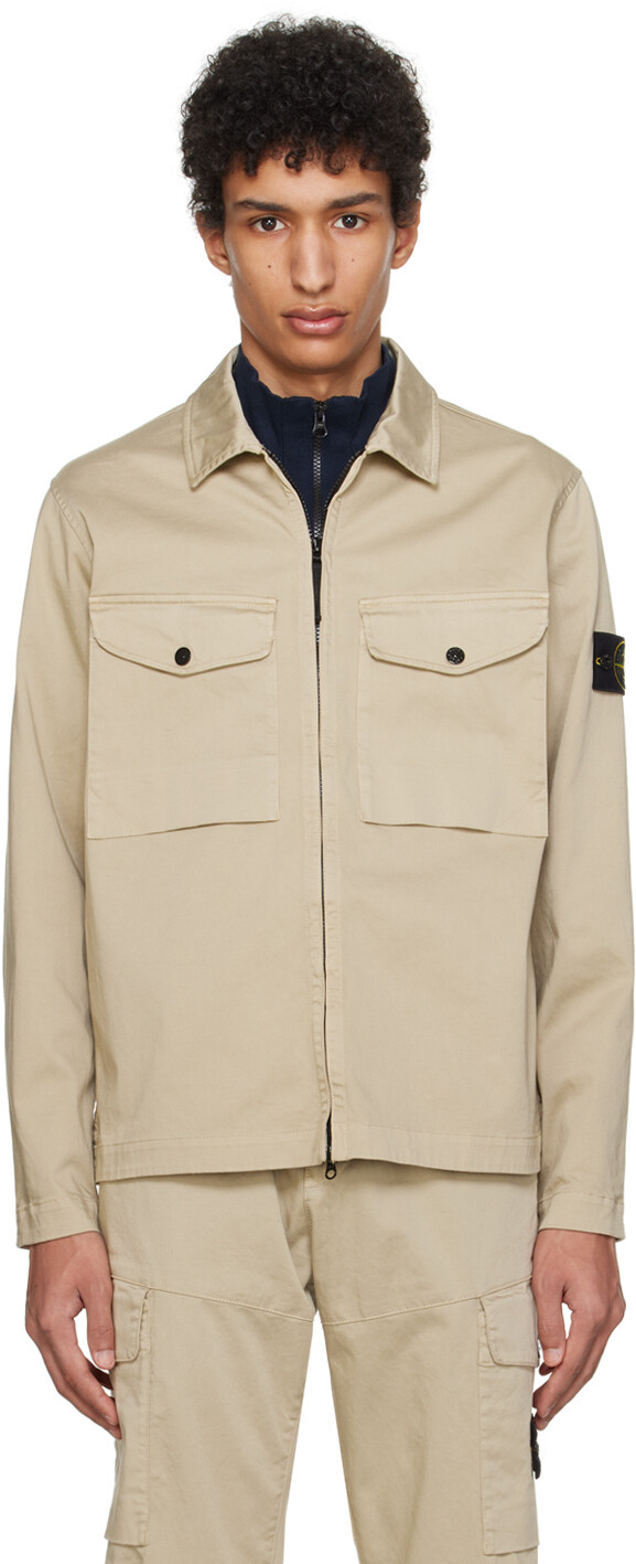 

Бежевая куртка, окрашенная в готовую одежду Stone Island