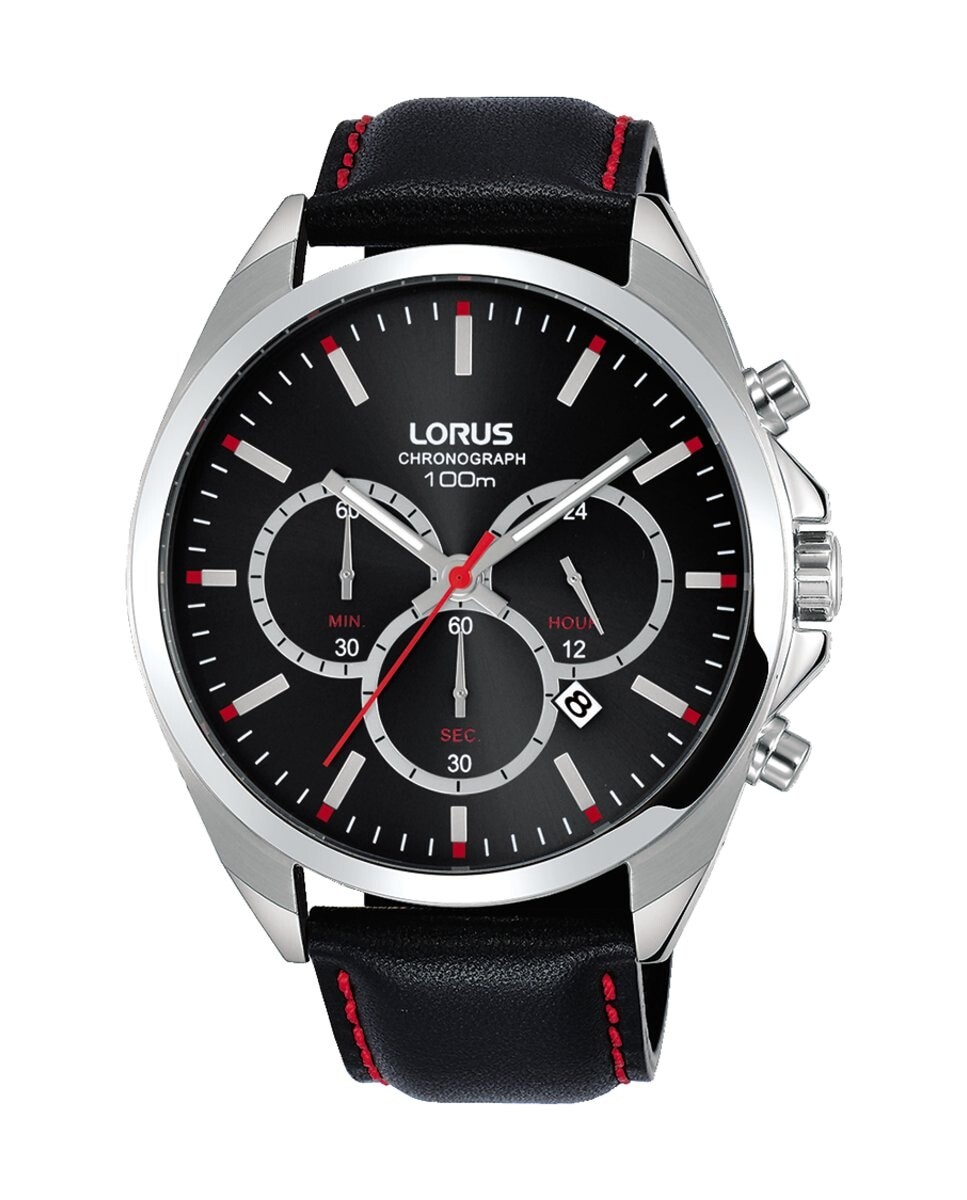 Мужские часы Sport man RT369GX9 из кожи и черного ремешка Lorus, черный мужские часы mensor pewja0004802 из кожи и черного ремешка police черный