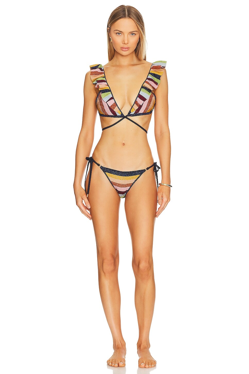 

Комплект бикини Zimmermann Alight Wrap, цвет Lurex Multi Stripe