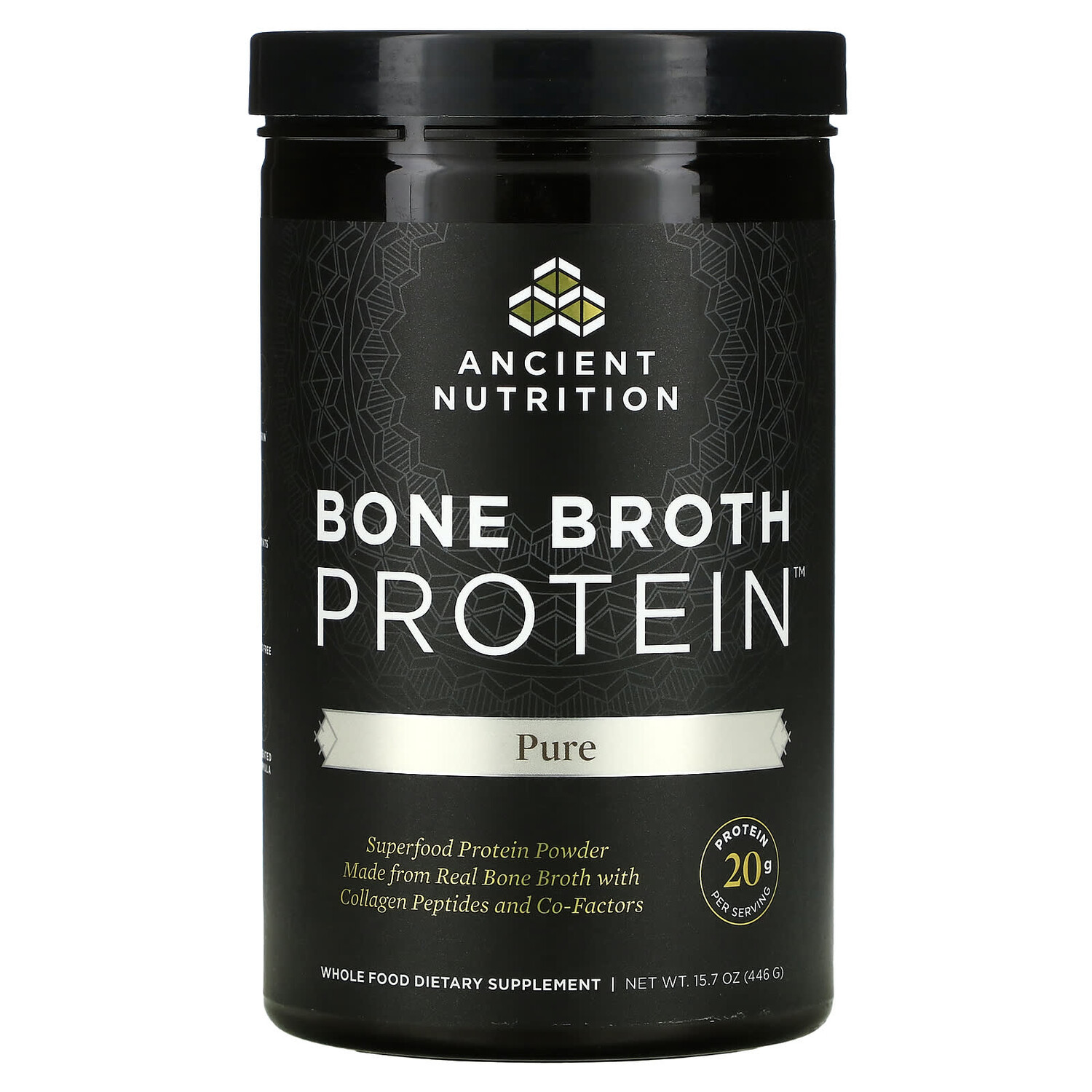 

Bone Broth Protein, чистый протеиновый порошок, 446 г (15,7 унции), Dr. Axe / Ancient Nutrition